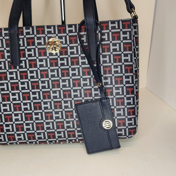 Tommy Hilfiger Navy North South Satchel with Detachable Pouch - NWT - Picture 4 of 12